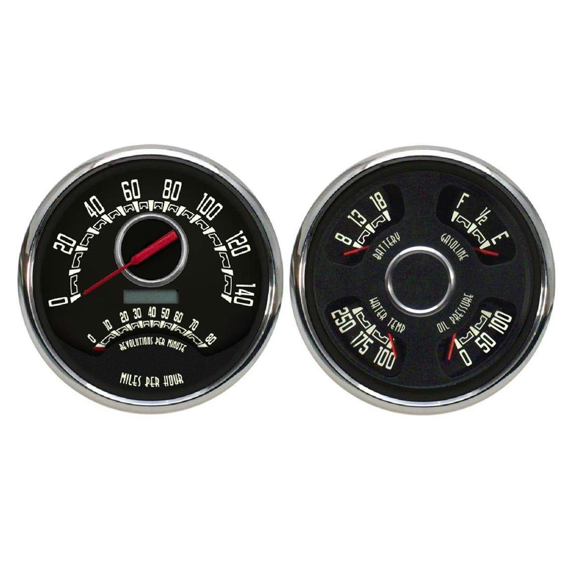 New Vintage USA 37215-01 2 Gauge Kit Woodward Series 4 3/8" Black