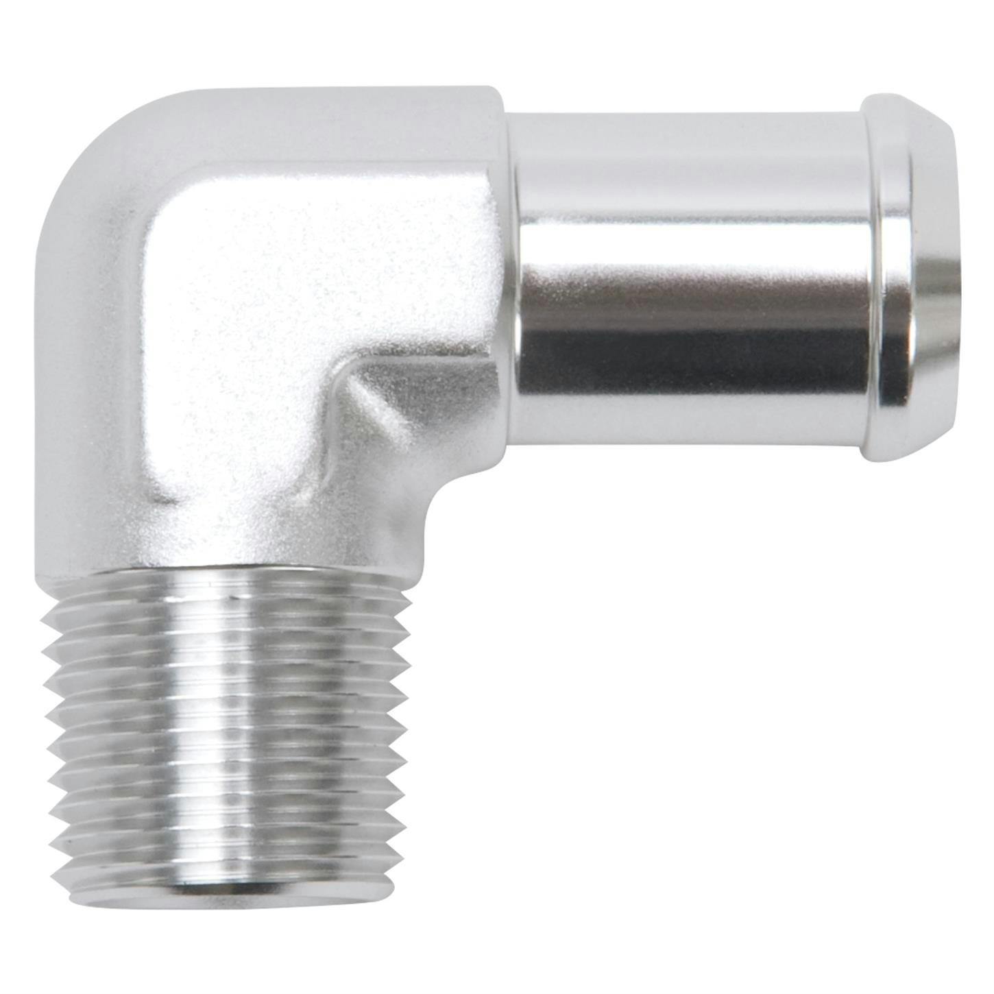 Edelbrock 8166 Pipe to Hose Barb Fitting, 3/4 to 1/2, Clear Anodized