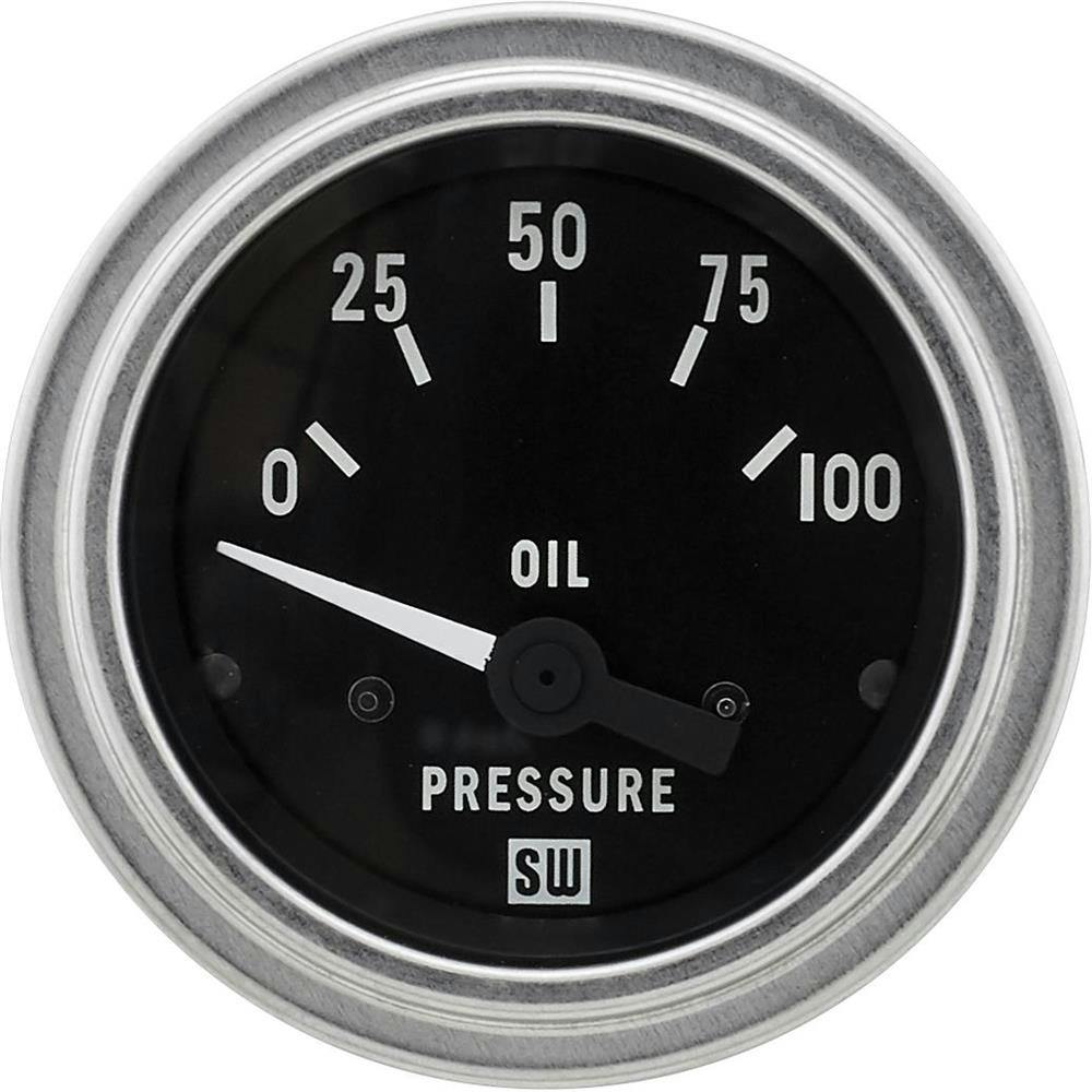 Stewart Warner 82305 Deluxe 2-1/16 Elec Oil Pressure Gauge, 0-100 PSI