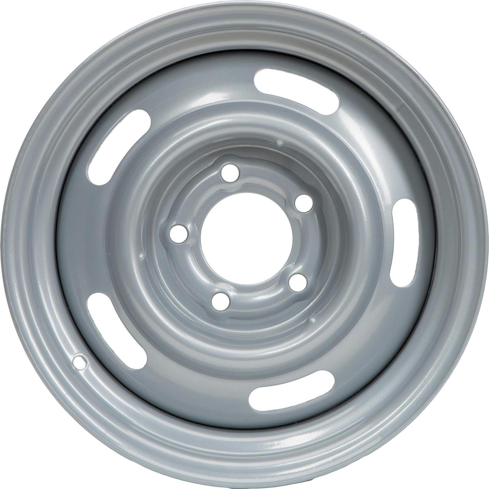 Speedway GM Style 15x7 In Rally Wheel, 5 on 4.75 Inch BP, Silver