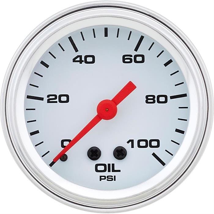 Speedway Mechanical Oil Pressure Gauge, 2-1/16 Inch, White