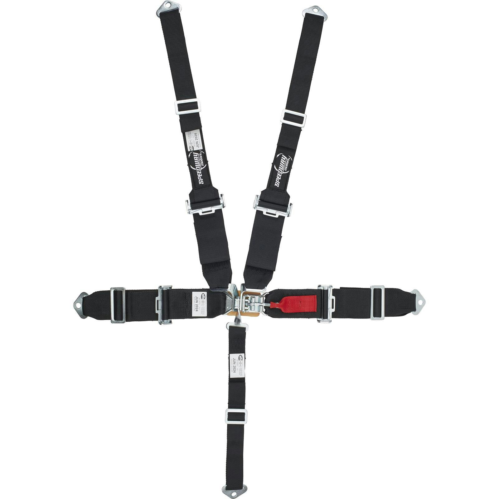 Speedway Motors 5 Point Seat Belt Harness, Latch, Hans, Black
