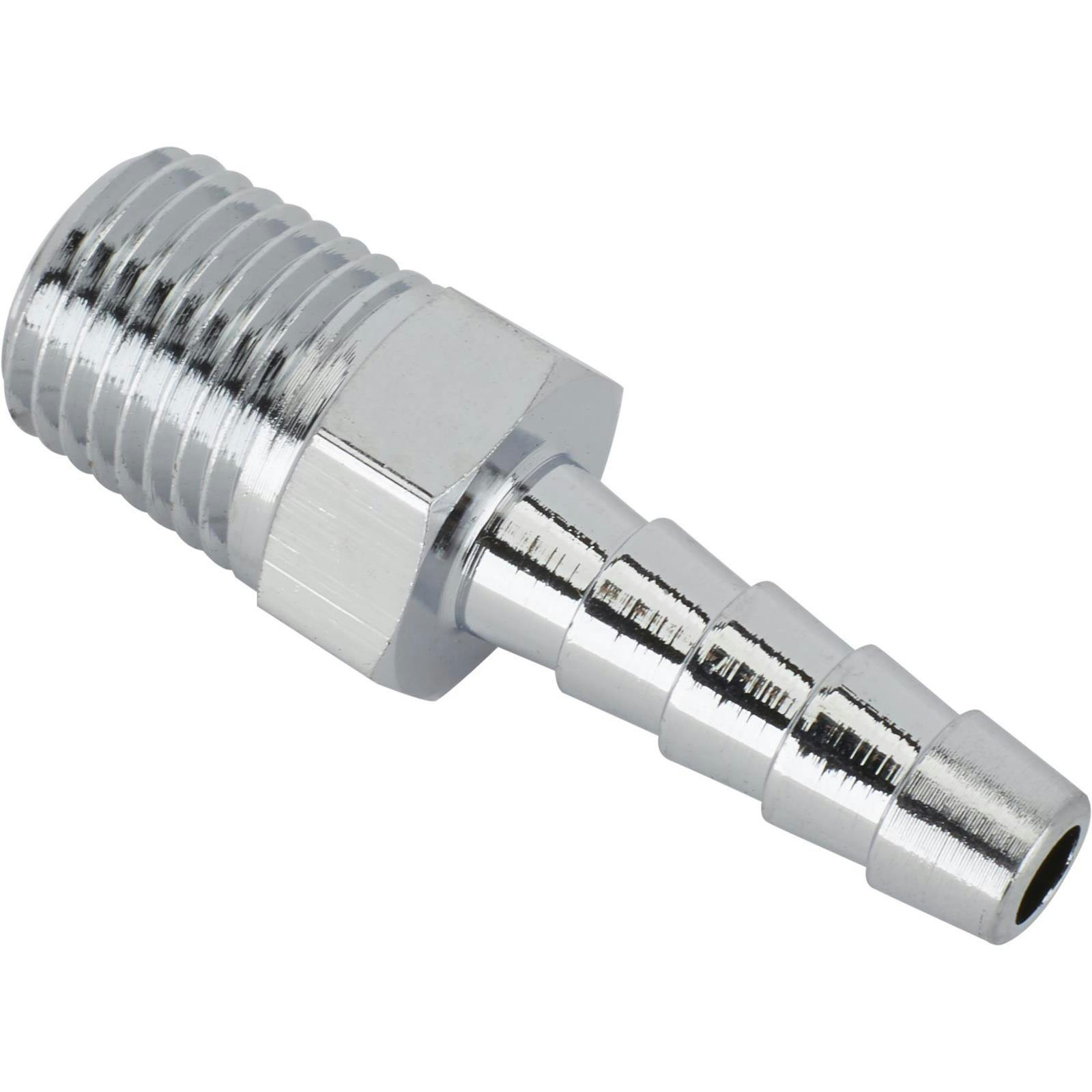 Straight Chrome Fitting, 1/4 Inch Hose to 1/4 Inch NPT